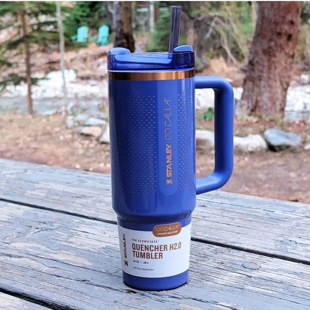 NEW Stanley Quencher H2.0 30oz Tumbler CALIA Exclusive Textured Navy Blue Cup - Picture 5 of 10